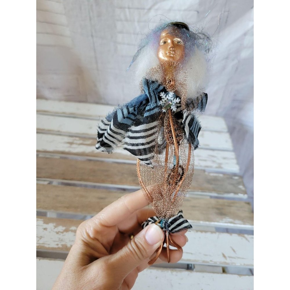 Metal Angel cherub unique ornament Xmas holiday tr